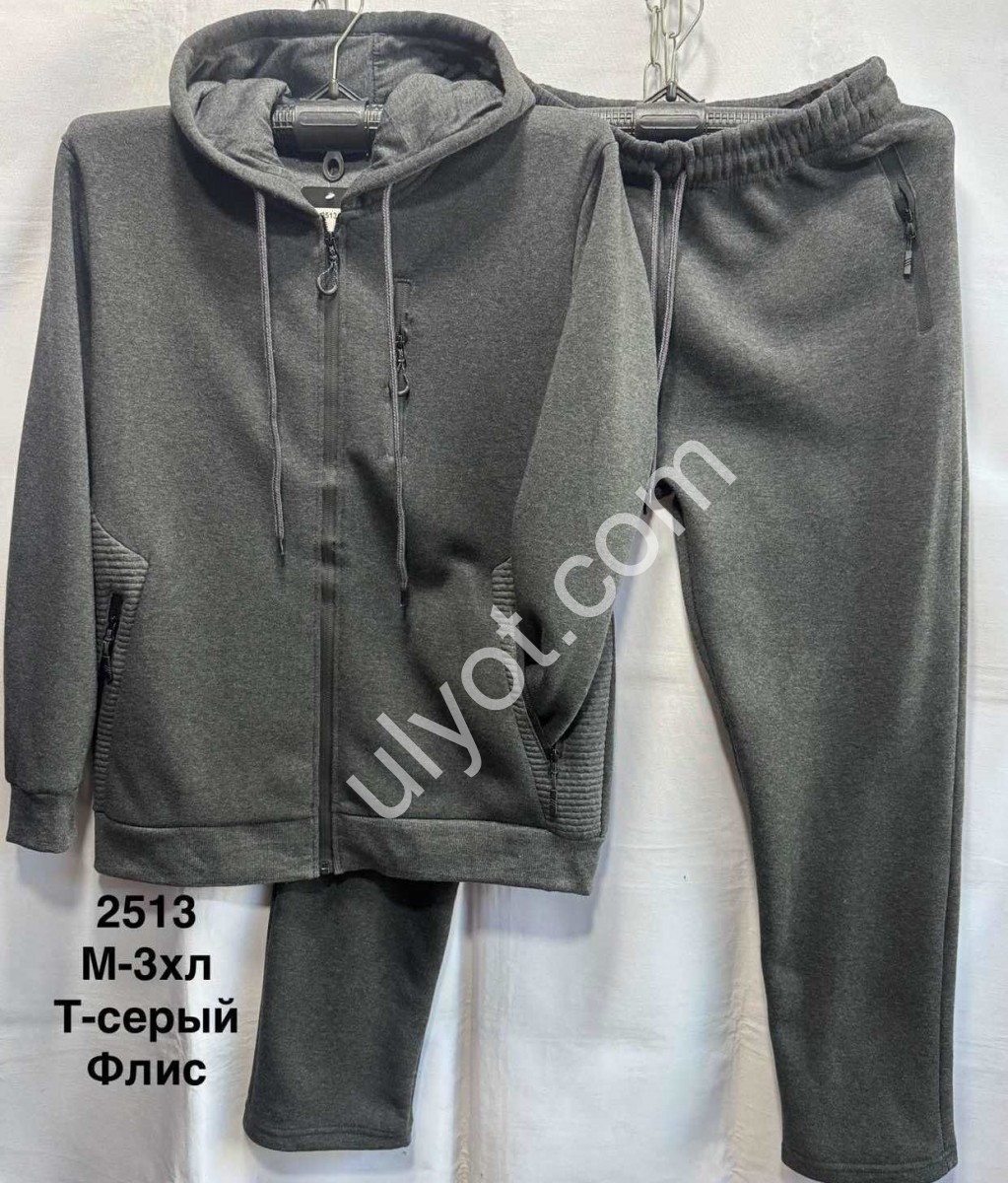 СПОРТ.КОСТЮМ (M-3XL) ФЛИС ПРЯМОЙ ГРАФИТ 2513А