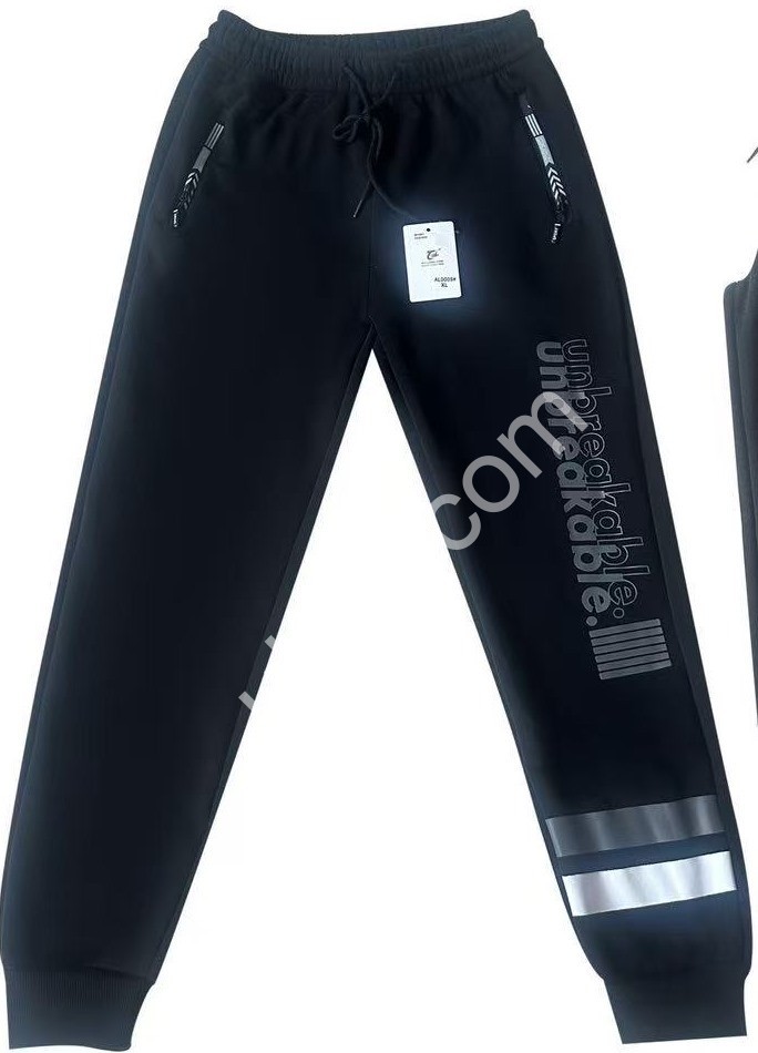 СПОРТ.ШТАНЫ (XL-5XL) ФЛИС МАНЖЕТ ЧЕРНЫЙ 0009