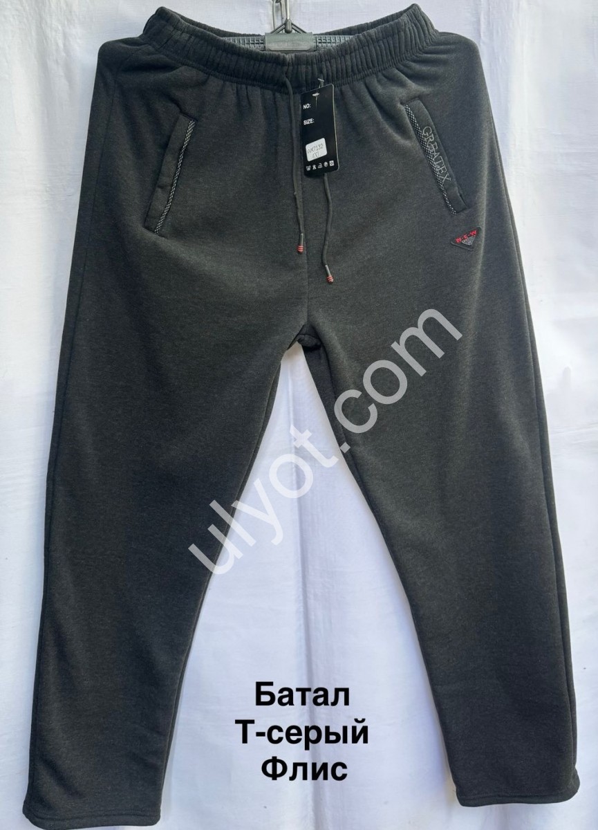 СПОРТ.ШТАНЫ (3XL-7XL) ФЛИС ПРЯМОЙ ГРАФИТ 7132