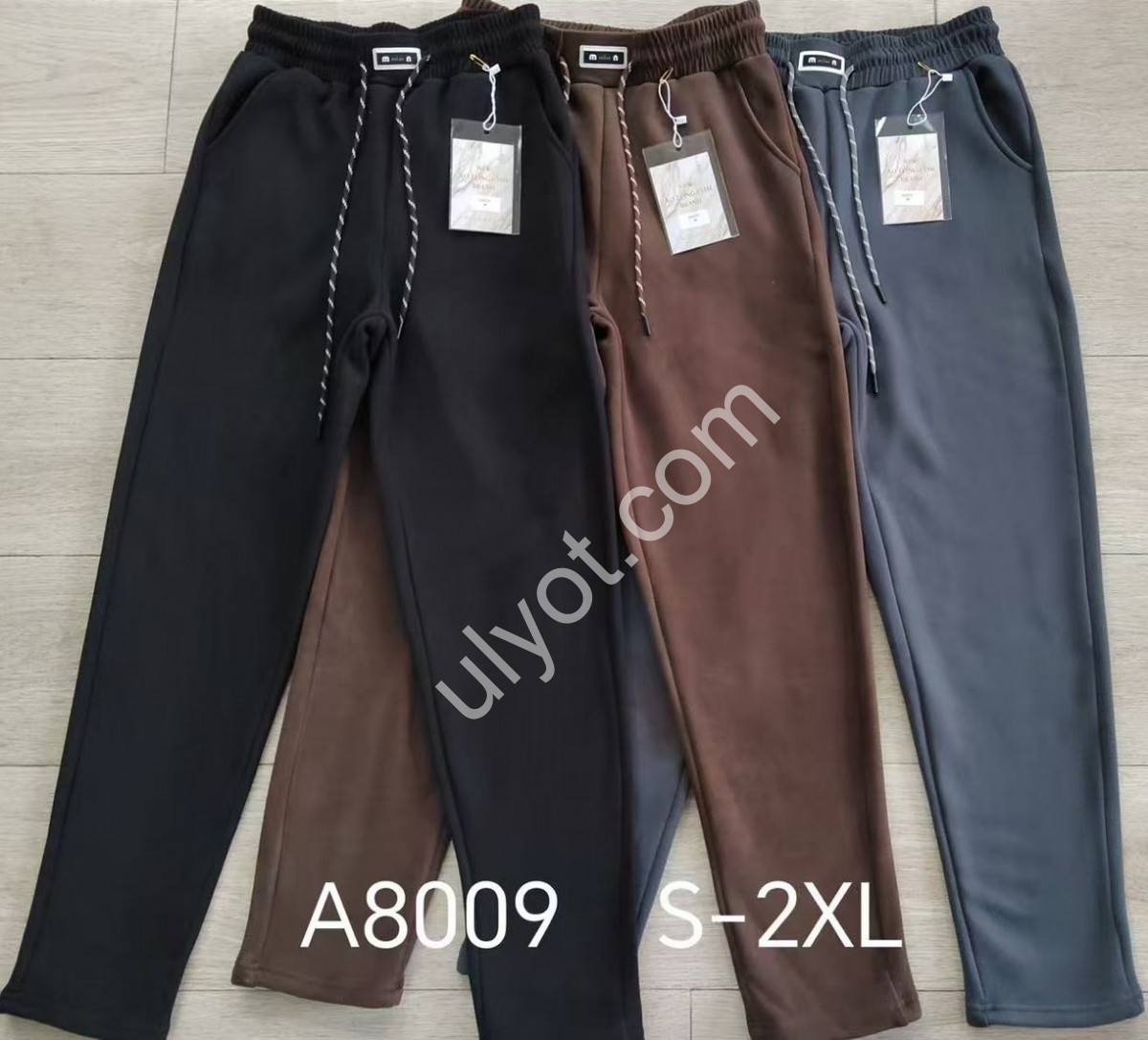 ШТАНЫ (S-2XL) ФЛИС ПРЯМОЙ ЧЕРНЫЙ  8009