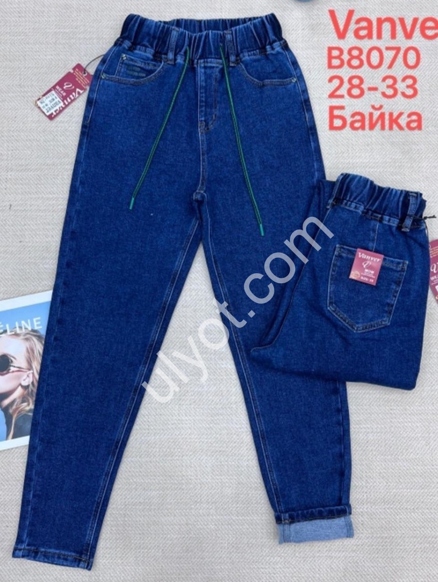 ДЖИНСЫ VANVER (28-33) БАЙКА Т.СИНИЙ B8070
