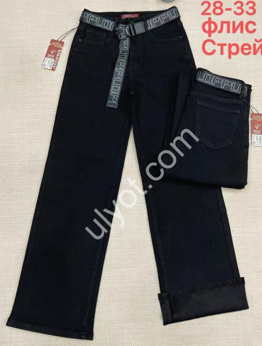 ДЖИНСЫ VANVER (28-33) ФЛИС ЧЕРНЫЙ B82136