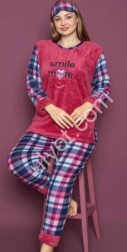ПІЖАМА (3XL-5XL) ФЛІС БОРДО 822904