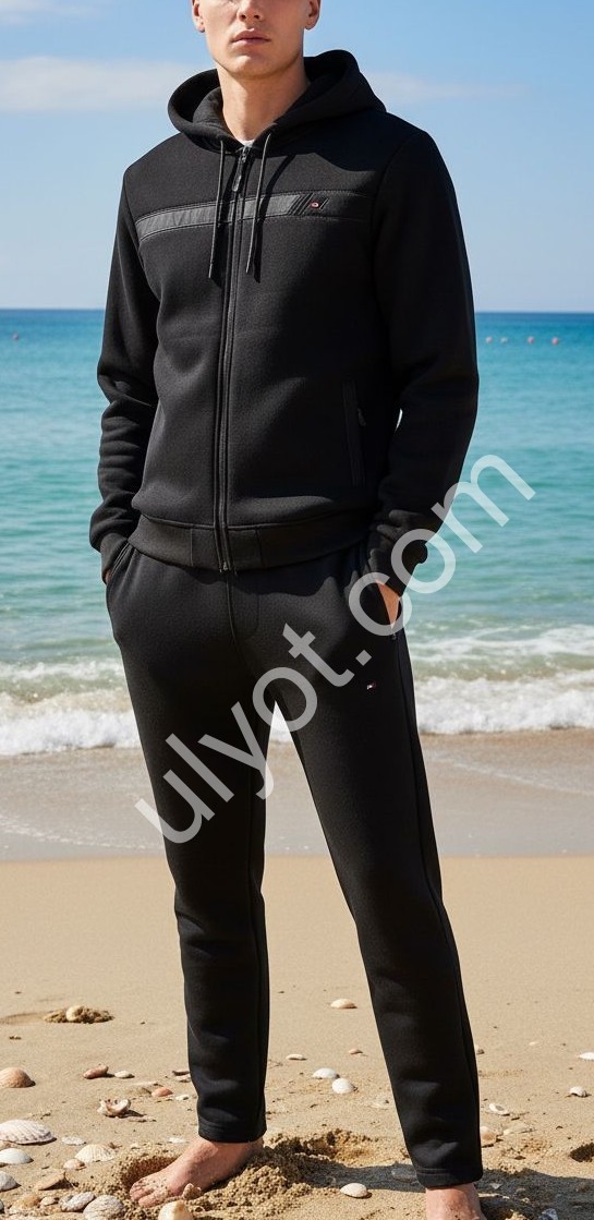 СПОРТ.КОСТЮМ-1 T06 (M-2XL) ФЛІС ПРЯМИЙ ЧОРНИЙ