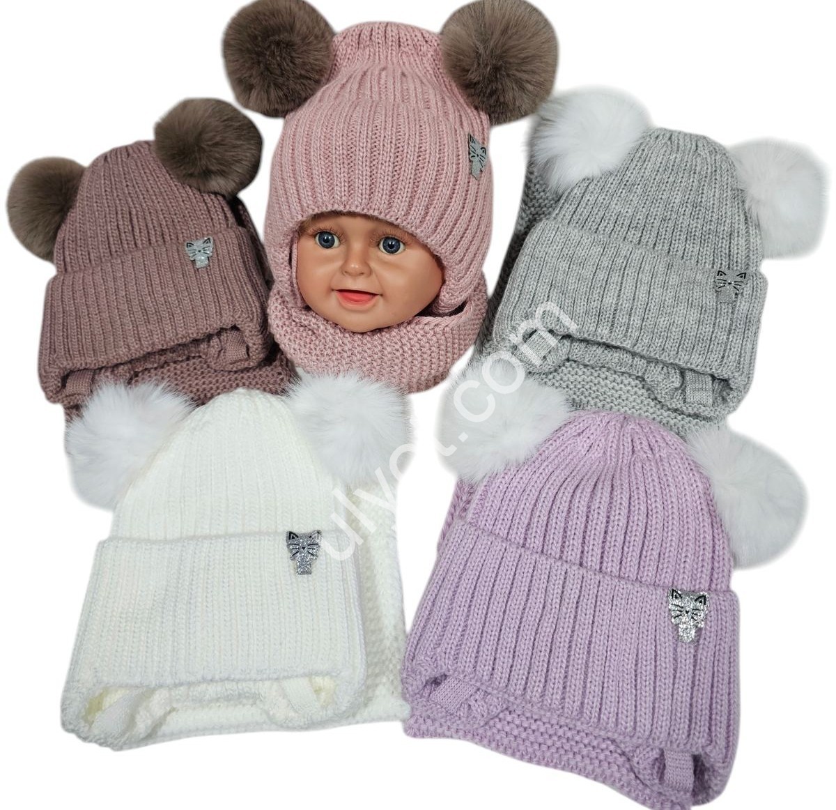 Фото 1 ШАПКА+ХОМУТ (ONE SIZE 48-50) ФЛИС МИКС 