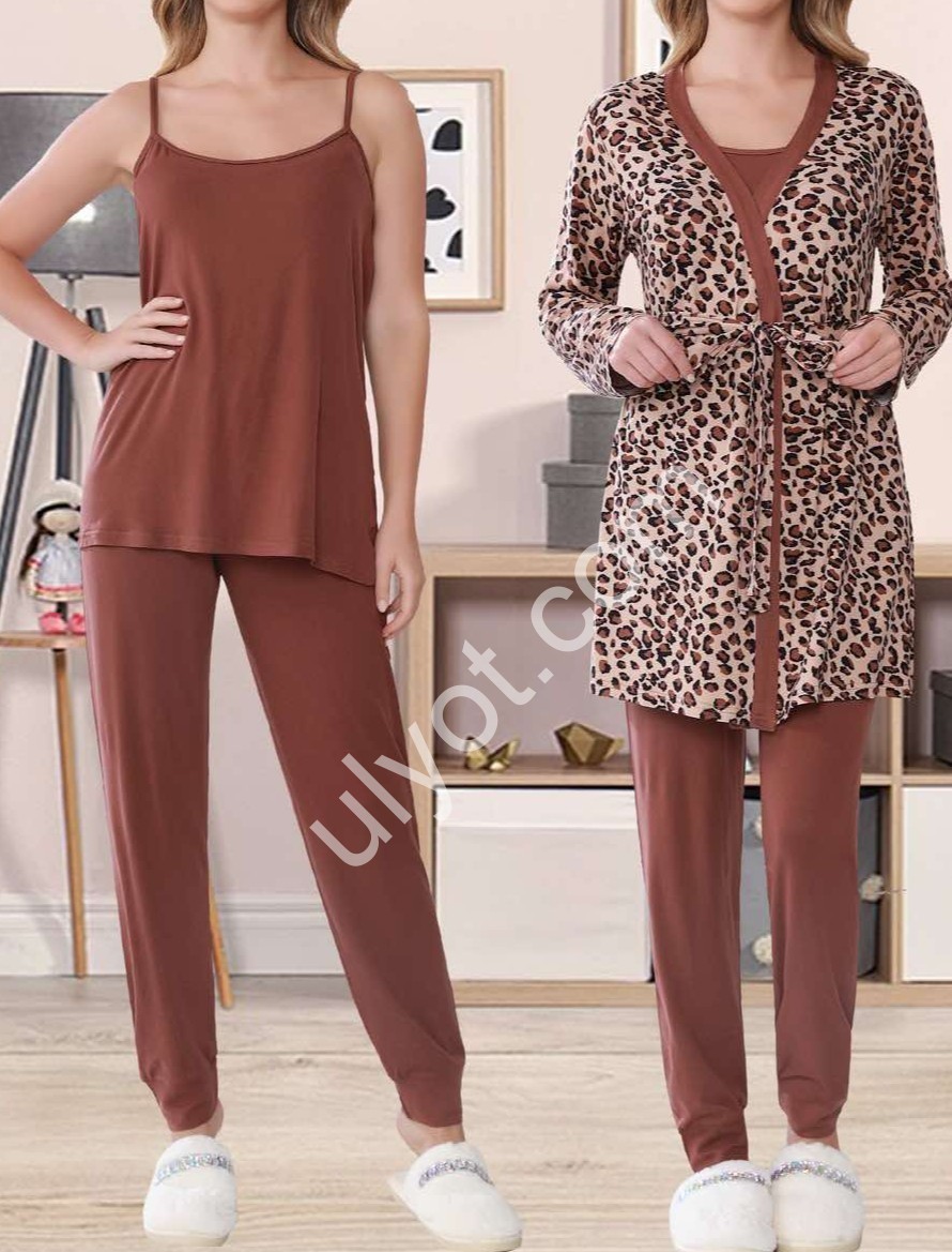 ПИЖАМА ТРОЙКА (M-3XL) КОРИЧНЕВЫЙ 70313
