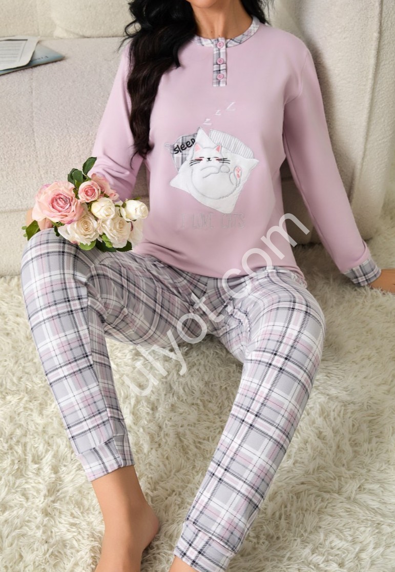 ПИЖАМА КОТ (M-3XL) РОЗОВЫЙ 70172