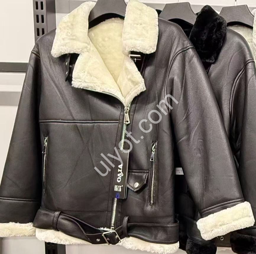 ДУБЛЕНКА (S-XL) МОККО + МЕХ БЕЛЫЙ 817