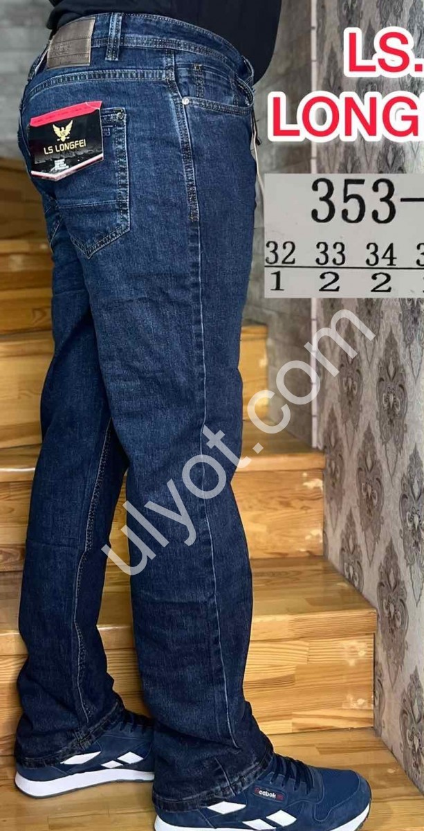 ДЖИНСЫ LONGFEI (32-38) СИНИЙ 353-1