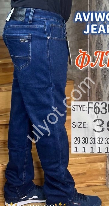 ДЖИНСЫ AVIWGOS (29-38) ФЛИС Т.СИНИЙ 630-1