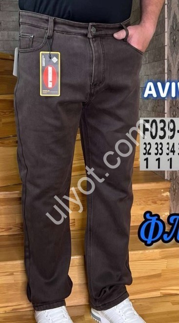 ДЖИНСЫ AVIWGOS (32-40) ФЛИС КОРИЧНЕВЫЙ 039-18-10
