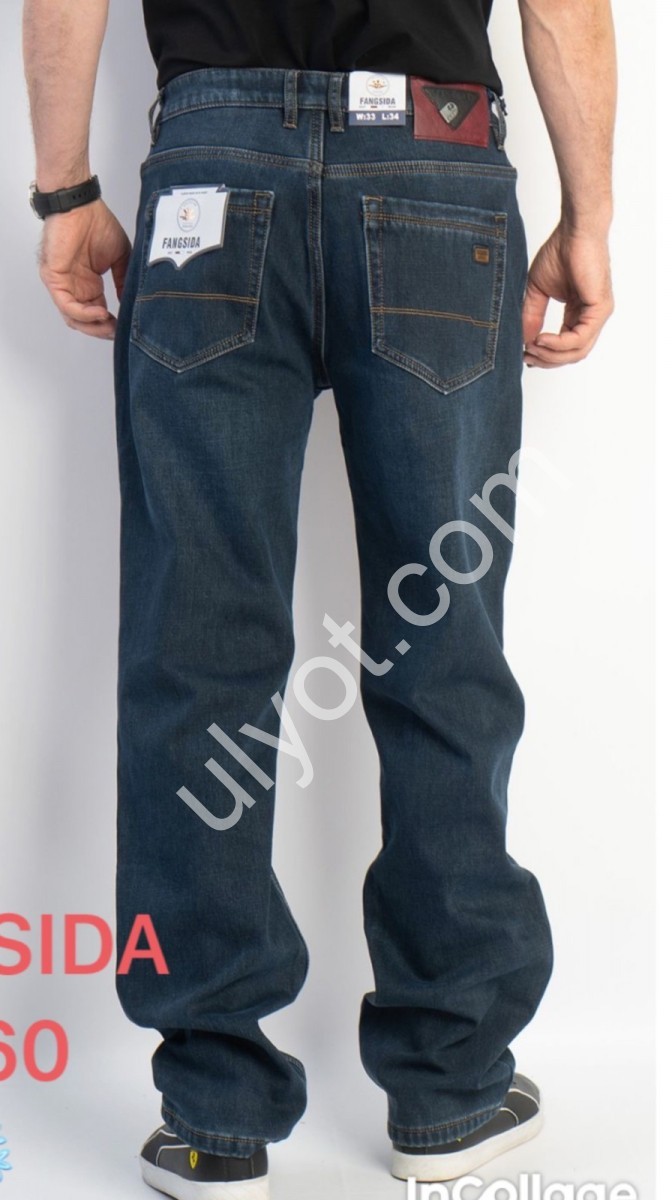 ДЖИНСЫ FANGSIDA (31-38) ФЛИС Т.СИНИЙ 8860