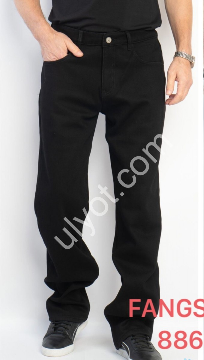 ДЖИНСЫ FANGSIDA (32-38) ФЛИС ЧЕРНЫЙ 8868