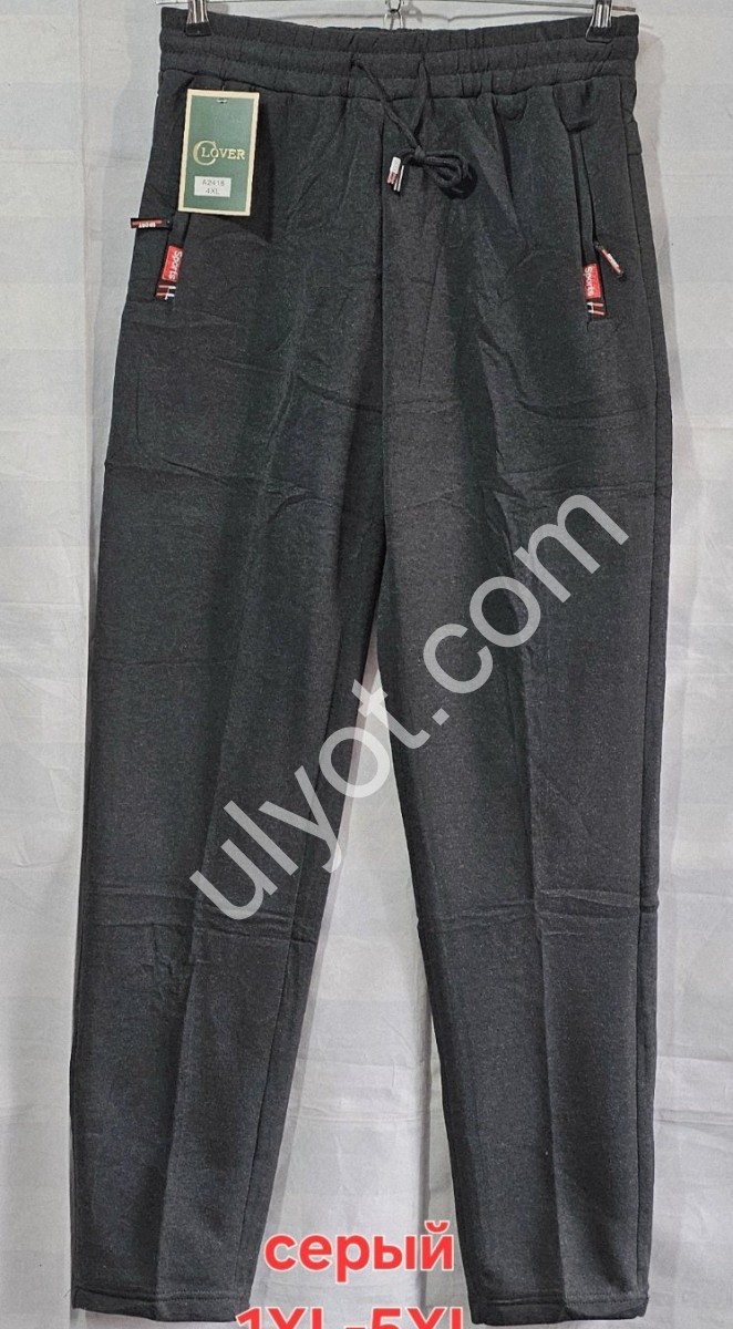 СПОРТ.ШТАНЫ (XL-5XL) ФЛИС ПРЯМОЙ СЕРЫЙ 2418