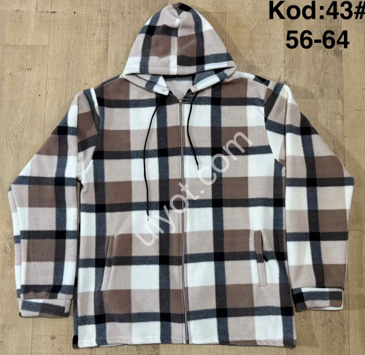 РУБАШКА (56-54) ФЛИС ШОКОЛАД-БЕЛЫЙ 43