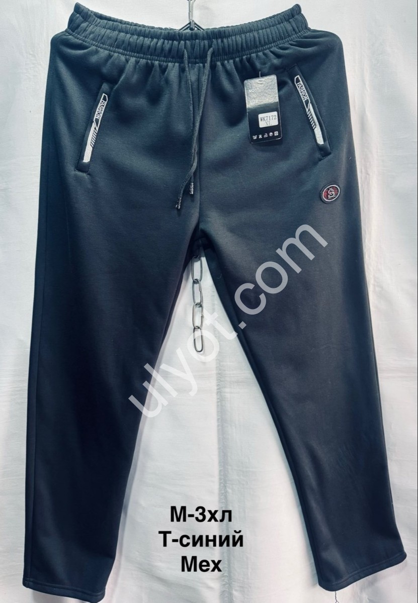 СПОРТ.ШТАНЫ (M-3XL) МЕХ ПРЯМОЙ Т.СИНИЙ 7172