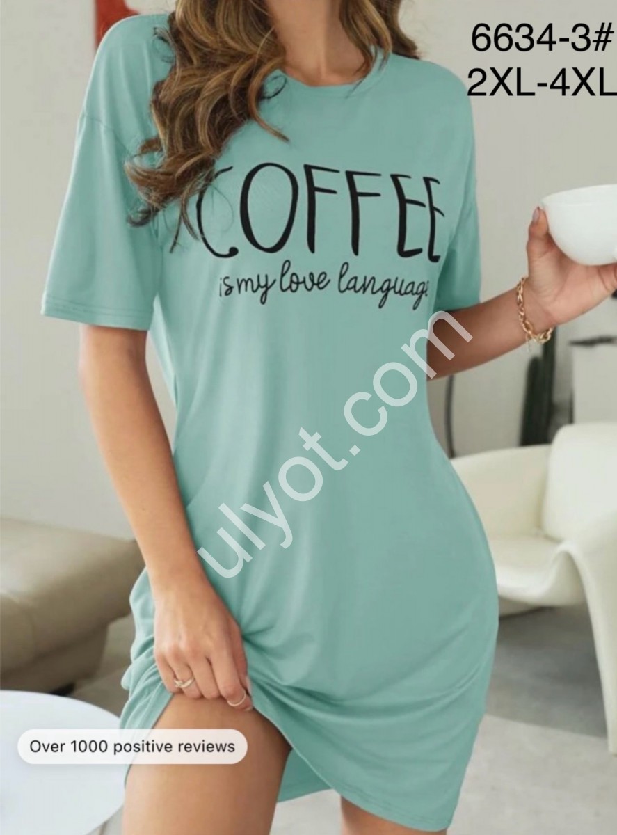 ТУНИКА КОФЕ (2XL-4XL) БИРЮЗА 6634-3