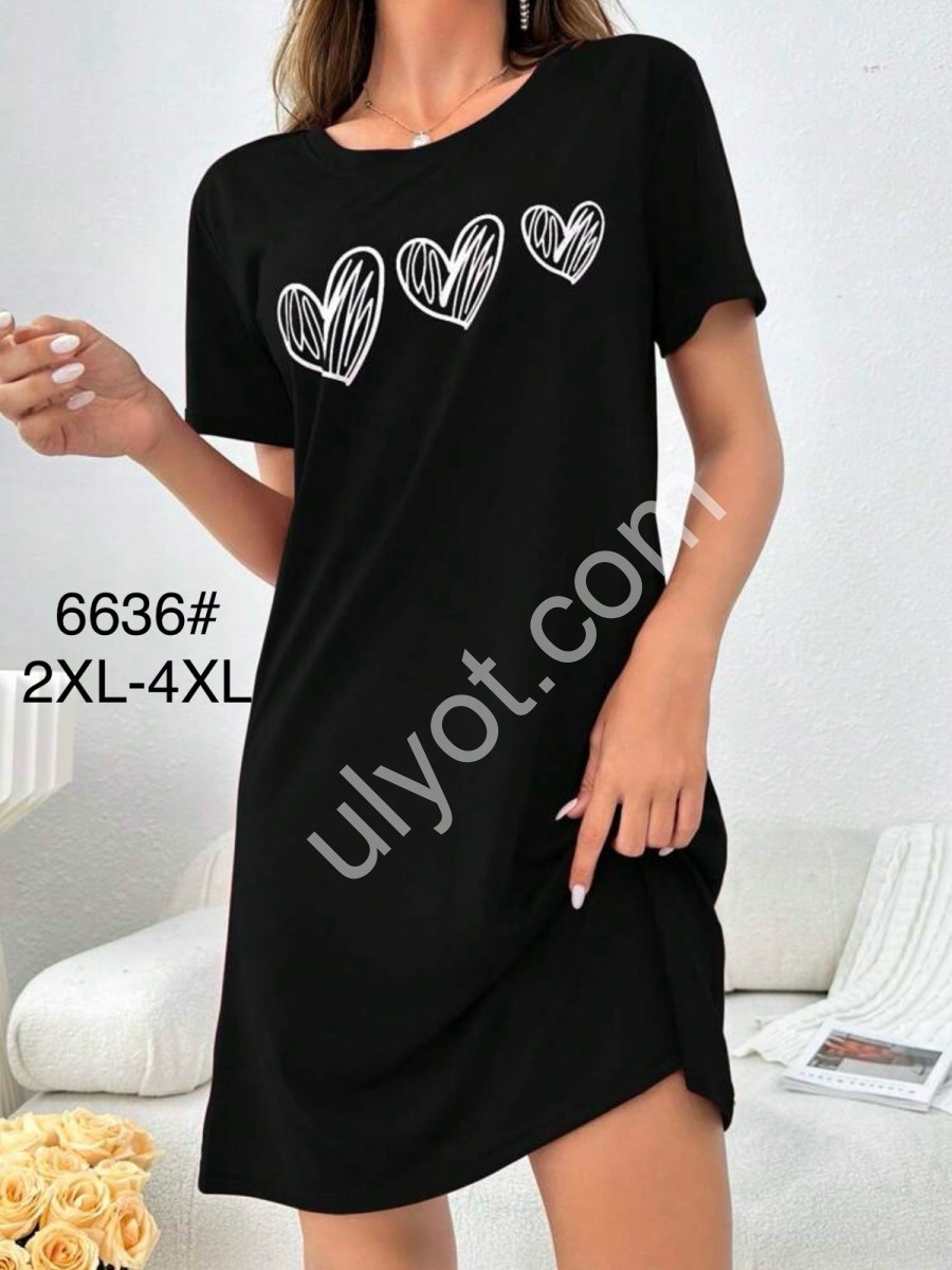 ТУНИКА СЕРДЦА (2XL-4XL) ЧЕРНЫЙ 6636