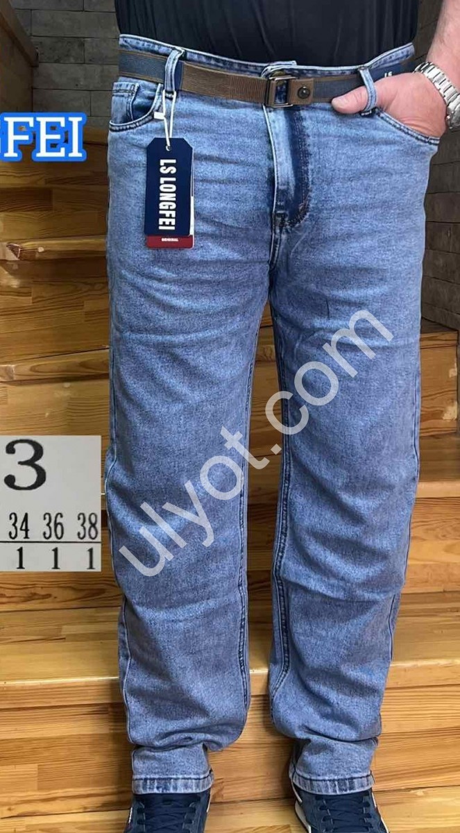 ДЖИНСЫ  LONGFEI  (29-38) СИНИЙ 913
