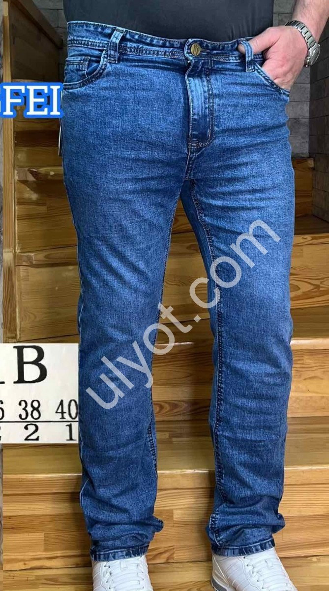 ДЖИНСЫ LONGFEI (32-40) Т.СИНИЙ 371B