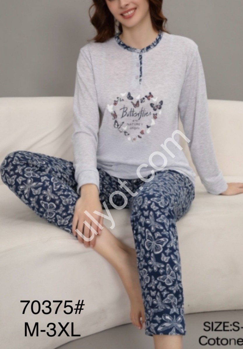 ПИЖАМА СЕРДЦЕ (M-3XL) СЕРЫЙ 70375