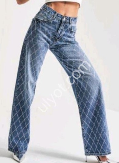 ДЖИНСЫ IT'S BASIC (34-40) СТРАЗЫ ГОЛУБОЙ 3032-т/4s5/27