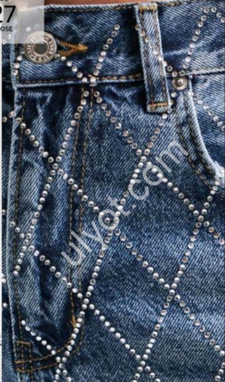 Фото 2 ДЖИНСЫ IT'S BASIC (34-40) СТРАЗЫ ГОЛУБОЙ 3032-т/4s5/27