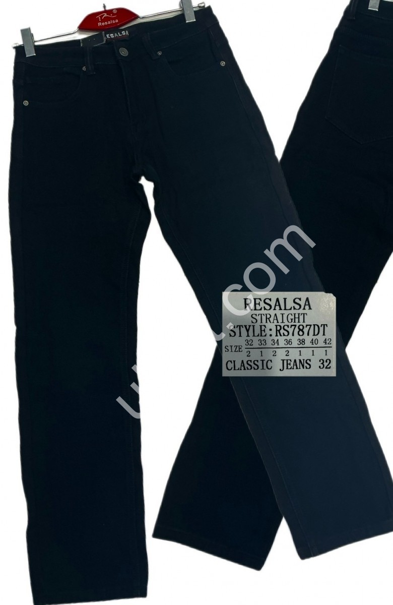 ДЖИНСЫ RESALSA (32-42) ФЛИС ЧЕРНЫЙ 787DT