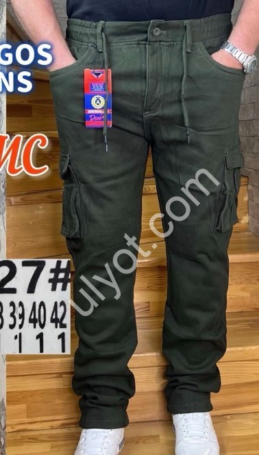 ДЖИНСЫ AVIWGOS (32-42) ФЛИС КАРГО ХАКИ 2127