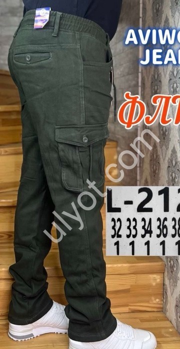 ДЖИНСЫ AVIWGOS (32-42) ФЛИС КАРГО ХАКИ 2127