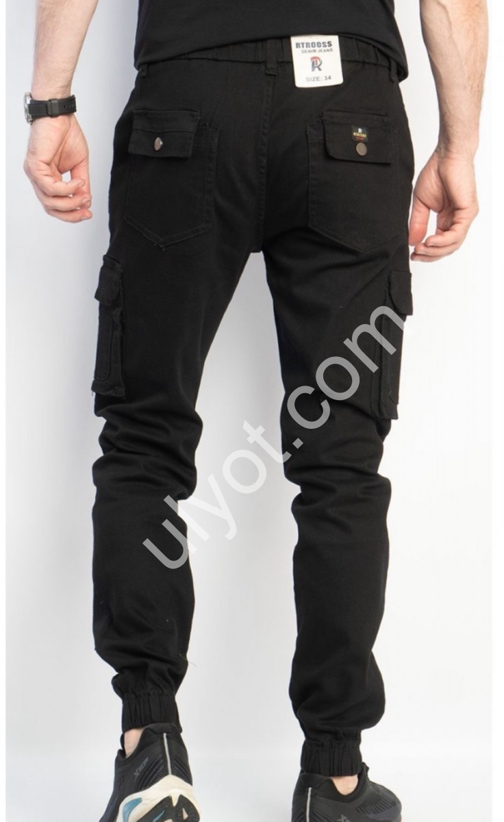 ДЖИНСЫ RTROOSS (29-36) КАРГО ЧЕРНЫЙ 8075-1