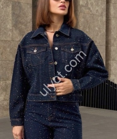 КУРТКА ДЖИНСОВА ZEO BASIC (SL) СТРАЗИ Т.СИНІЙ 5082