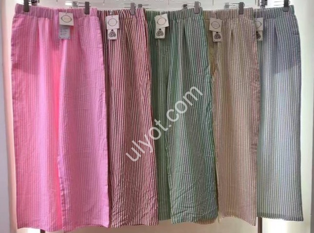 ШТАНЫ (44-50) ПРЯМОЙ РОЗОВЫЙ ПОЛОСКА CK-1071