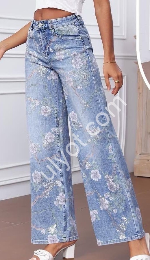 ДЖИНСЫ M.SARA (XS-XL) СТРАЗЫ ГОЛУБОЙ 2526-4