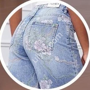 ДЖИНСЫ M.SARA (XS-XL) СТРАЗЫ ГОЛУБОЙ 2526-4