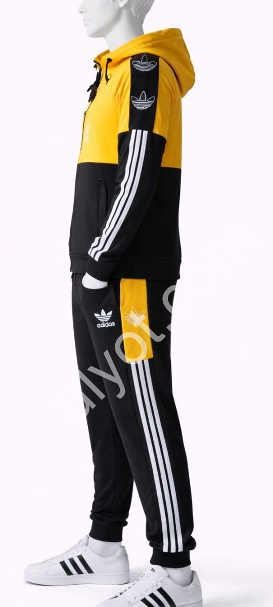 СПОРТИВНЫЙ КОСТЮМ A01 (12-16 ЛЕТ) МАНЖЕТ ЧЕРНЫЙ-ЖЕЛТЫЙ 