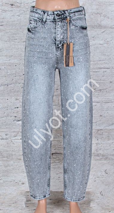 ДЖИНСЫ SASHA (26-31) СТРАЗЫ СЕРЫЙ 1252