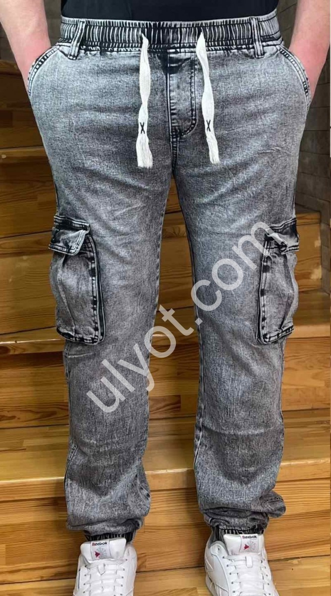 ДЖИНСИ LONGFEI (30-40) КАРГО СІРИЙ 507B