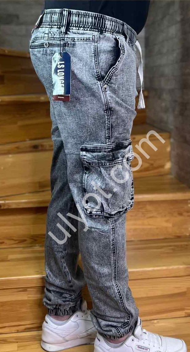 Фото 1 ДЖИНСЫ LONGFEI (30-40) КАРГО СЕРЫЙ 507B