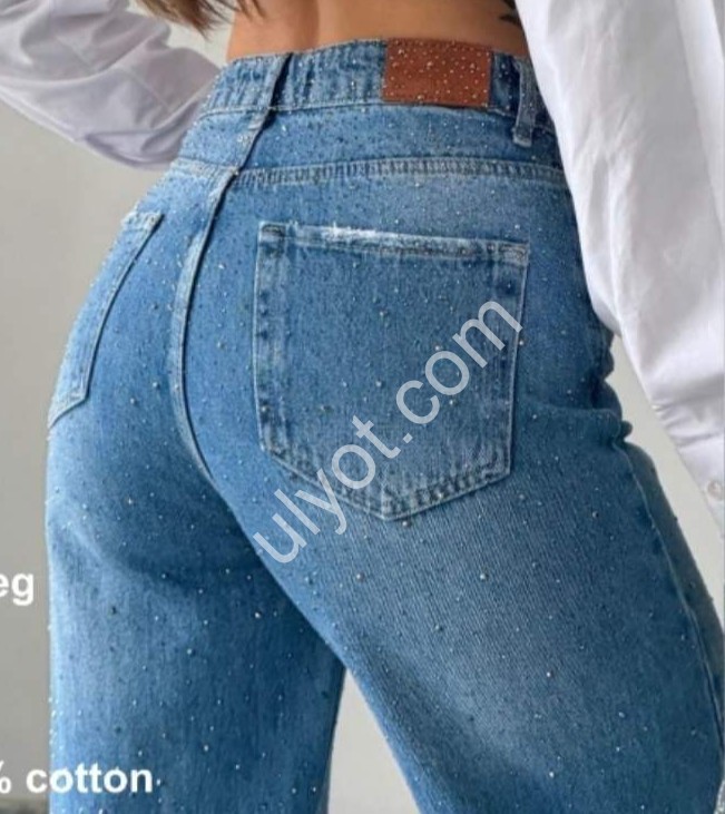 Фото 1 ДЖИНСЫ ZEO BASIC (34-42) СТРАЗЫ ГОЛУБОЙ 5226