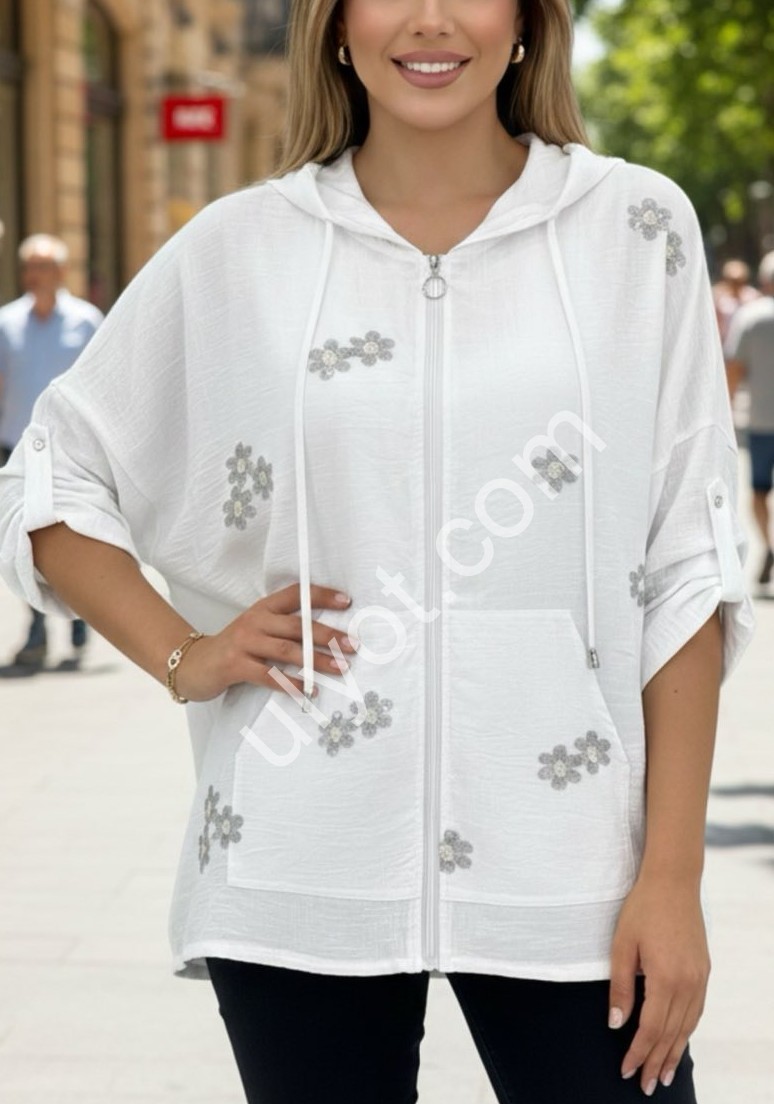 КОФТА JJF (XL-4XL) ЦВЕТЫ 2395