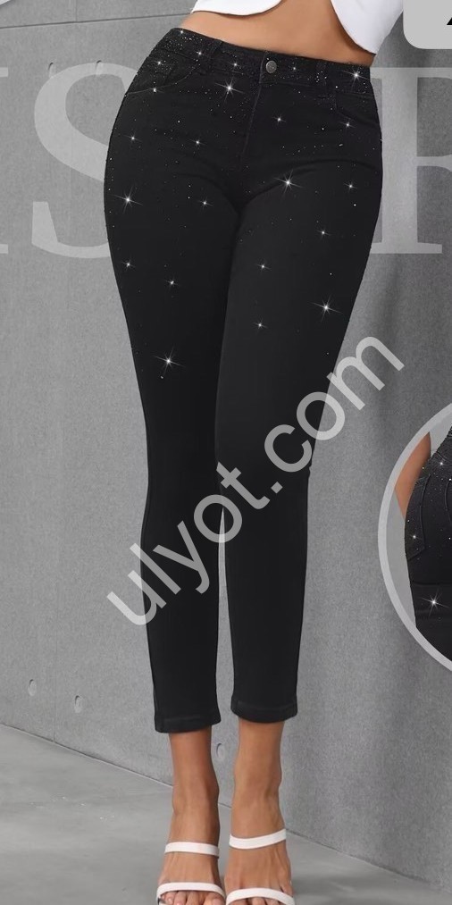 ДЖИНСЫ M.SARA (XS-XL) СТРАЗЫ ЧЕРНЫЙ 2797-B