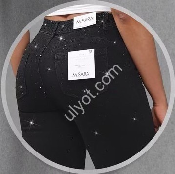 ДЖИНСЫ M.SARA (XS-XL) СТРАЗЫ ЧЕРНЫЙ 2797-B