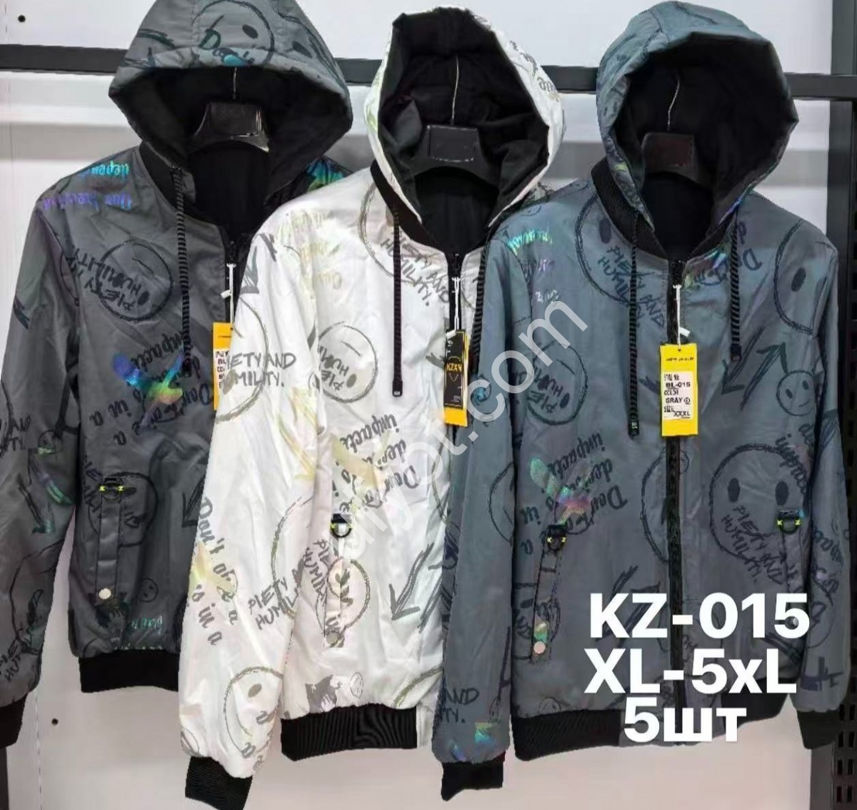 ВЕТРОВКА (XL-5XL) СЕРЫЙ KZ-015