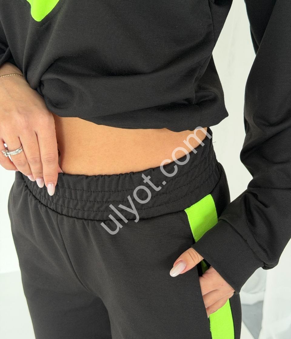 КОСТЮМ (42-52) ЧЕРНЫЙ+САЛАТОВЫЙ 2532