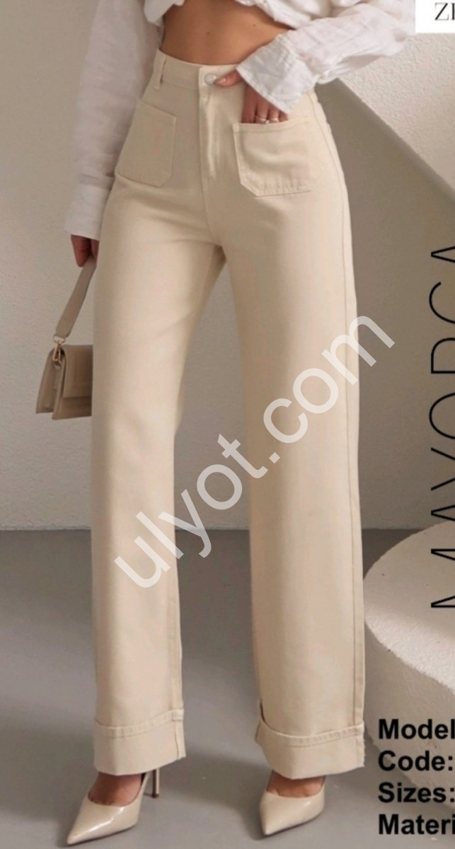 ДЖИНСЫ ZEO BASIC (34-42) БЕЖ 5298