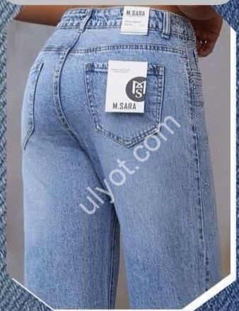 ДЖИНСЫ M.SARA (XS-XL) СТРАЗЫ ГОЛУБОЙ 2625