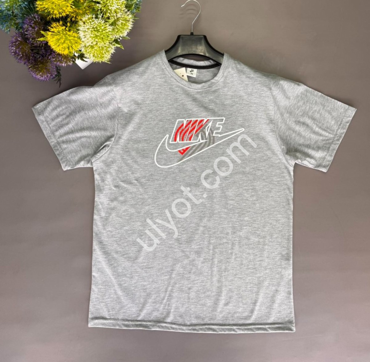 ФУТБОЛКА N02 (S-2XL) СІРИЙ + ЧЕРВОНИЙ