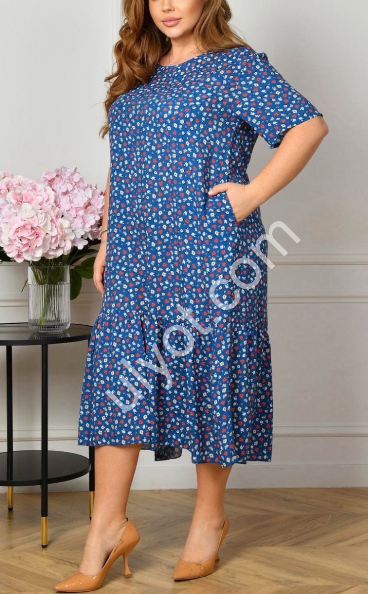 ПЛАТЬЕ (2XL-4XL) СИНИЙ A11