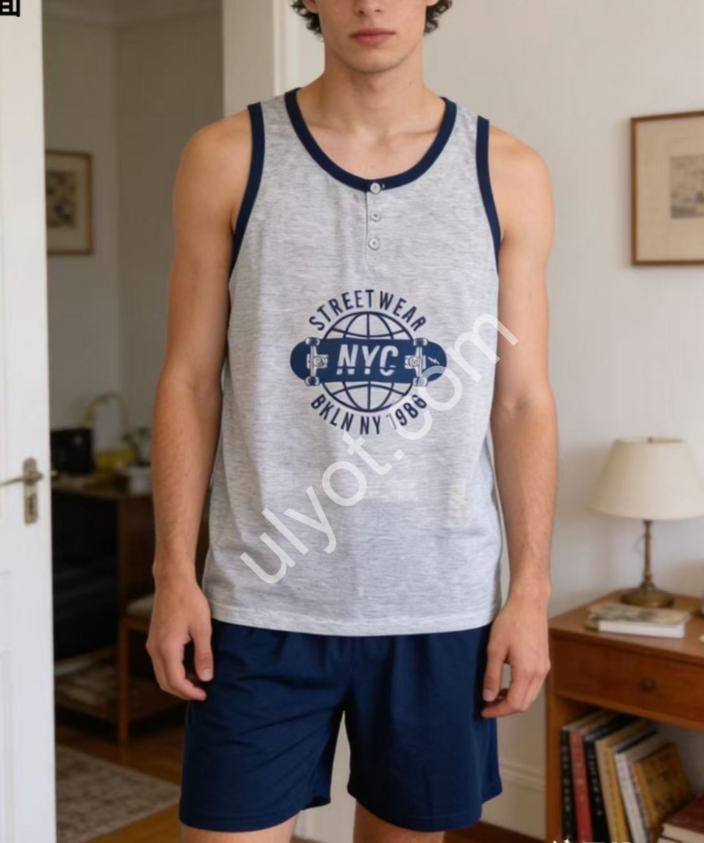 ПИЖАМА (M-3XL) СЕРЫЙ 70434